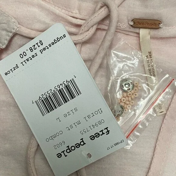 𝅺NWT Free People Mix It Up‎ Pink Floral Tunic Revolve Size Large Dress NEW Boho - Picture 5 of 9